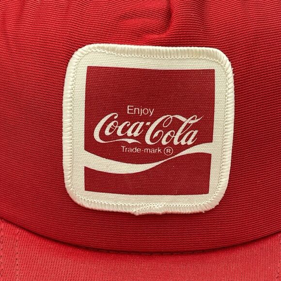 Vintage Enjoy Coca Cola Hat Snapback Trucker Cap 80s Coke Advertising Patch Logo - Picture 3 of 14